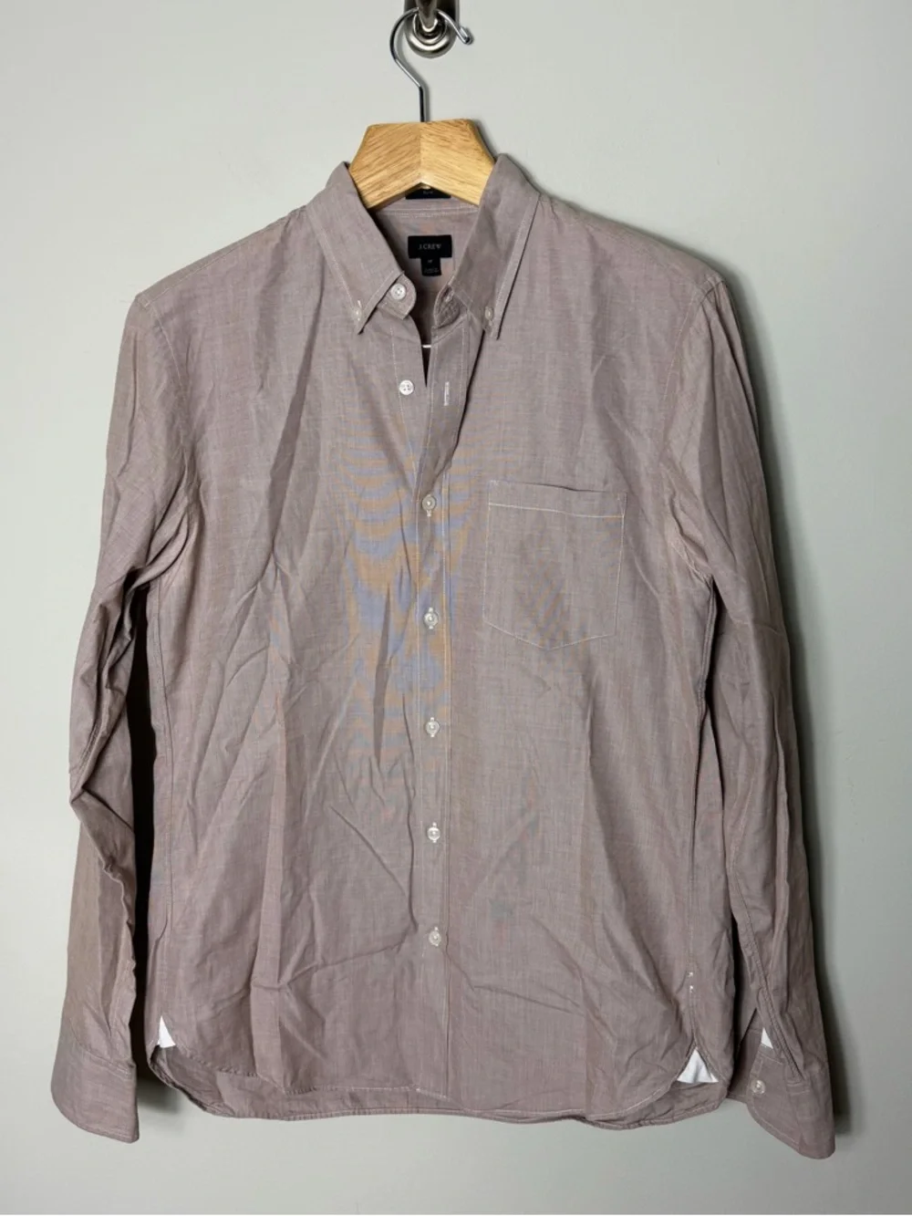 J. Crew Men’s Cotton Poplin Button Down Shirt Long Sleeve Brown Checked 1000